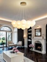 Modern Bubble Chandelier Lighting 19-Light Mid-Century White Glass Globe Chandel... - Image 3