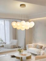 Modern Bubble Chandelier Lighting 19-Light Mid-Century White Glass Globe Chandel... - Image 9