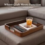 Acacia Wood Serving Tray with Metal Handles, 17x13in, Decorative Coffee Table Tr... - Image 7