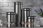 Le'raze Airtight Glass Canister Set of 4 with Stainless Steel Sleeve for Kitchen... - Image 3
