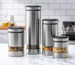 Le'raze Airtight Glass Canister Set of 4 with Stainless Steel Sleeve for Kitchen... - Image 5