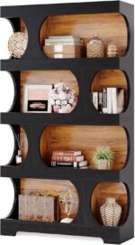 Tribesigns 71" Tall Bookcase, 4-Tier S-Shaped Bookshelf, Wood Decorative Storage... - Image 10
