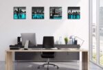 JiazuGo Wall Decorations Chicago Boston Los Angeles Brooklyn Bridge Skyline Canv... - Image 4