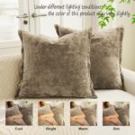 Greek Velvet Euro Sham Covers Set of 2 26x26 Luxury Soft Solid Pillow Covers for... - Image 4