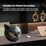Luxury Black Cat Sculpture, Hand-Carved Crystal & Healing Stone Art Piece, Elega... - Image 3