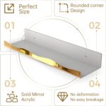 YMVV 15.7 in Large Golden Reflective Acrylic Mounted Floating Shelf, Perfume Org... - Image 4