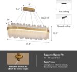 Gold Rectangle Chandelier for Dining Room,Modern LED Luxury Chandeliers,Linear G... - Image 4