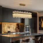 Gold Rectangle Chandelier for Dining Room,Modern LED Luxury Chandeliers,Linear G... - Image 5