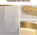 Gold Rectangle Chandelier for Dining Room,Modern LED Luxury Chandeliers,Linear G... - Image 7
