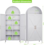 73" Tall Arched Kitchen Pantry Cabinet with 6 Adjustable Shelves, Farmhouse Meta... - Image 4