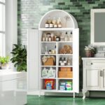73" Tall Arched Kitchen Pantry Cabinet with 6 Adjustable Shelves, Farmhouse Meta... - Image 5