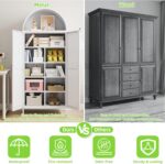 73" Tall Arched Kitchen Pantry Cabinet with 6 Adjustable Shelves, Farmhouse Meta... - Image 6