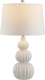 Safavieh Lighting Collection Corina White Triple Gourd Ceramic 26-inch Bedroom L... - Image 3