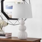 Safavieh Lighting Collection Corina White Triple Gourd Ceramic 26-inch Bedroom L... - Image 4