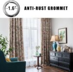 SUOUO Red Floral Curtains Linen Textured for Living Room Patterned Green Jacobea... - Image 3
