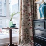 SUOUO Red Floral Curtains Linen Textured for Living Room Patterned Green Jacobea... - Image 4
