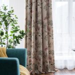 SUOUO Red Floral Curtains Linen Textured for Living Room Patterned Green Jacobea... - Image 5