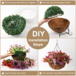 Artificial Faux Hanging Plants Flowers Basket for Outdoor Spring Summer Decorati... - Image 4