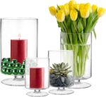 CYS EXCEL Glass Hurricane Pillar Candle Holder (H:8" W:4.75") | Multiple Size Ch... - Image 7