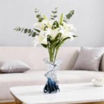 Hand Blown Blue Glass Vase, Unique Art Beautiful Ocean Glass Vase for Home Cente... - Image 4