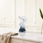 Hand Blown Blue Glass Vase, Unique Art Beautiful Ocean Glass Vase for Home Cente... - Image 7