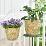 Sungmor Large Heavy Duty Cement Planters, Beautiful Embossed Concrete Garden Pot... - Image 3