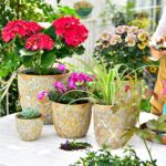Sungmor Large Heavy Duty Cement Planters, Beautiful Embossed Concrete Garden Pot... - Image 5