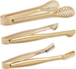 HINMAY Gold Plated Mini Serving Tongs Set 6-Inch Appetizers Tongs Stainless Stee... - Image 4