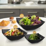 R-kay 6 Pack Black Square Plastic Serving Bowls - Black Plastic bowls 16 Oz - Di... - Image 4