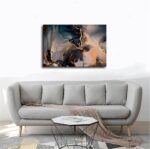 IJODA Abstract Wall Art Luxury Abstract Fluid Painting Dark Blue Gray And Gold P... - Image 5