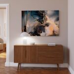 IJODA Abstract Wall Art Luxury Abstract Fluid Painting Dark Blue Gray And Gold P... - Image 7