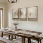 Framed Neutral Tree Set of 3 Wall Art Bedroom, Abstract Modern Rustic Landscape ... - Image 3