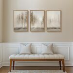 Framed Neutral Tree Set of 3 Wall Art Bedroom, Abstract Modern Rustic Landscape ... - Image 4