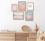 YFTTRYZ 5Pcs Pink Beach Wall Art Pink Coastal Posters Preppy Room Wall Decor Sum... - Image 3