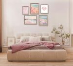 YFTTRYZ 5Pcs Pink Beach Wall Art Pink Coastal Posters Preppy Room Wall Decor Sum... - Image 5