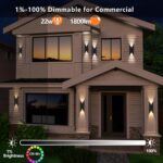 rosykite 22W Dimmable LED Outdoor Wall Sconce,Modern Up Down Porch Lights 2700K ... - Image 4