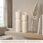 Aesthetic Sandalwood Scented Candles,Ribbed Pillar Candle Set of 2 (7.87" & 9.05... - Image 4