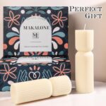 Aesthetic Sandalwood Scented Candles,Ribbed Pillar Candle Set of 2 (7.87" & 9.05... - Image 5