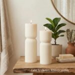 Aesthetic Sandalwood Scented Candles,Ribbed Pillar Candle Set of 2 (7.87" & 9.05... - Image 7