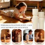 Aesthetic Sandalwood Scented Candles,Ribbed Pillar Candle Set of 2 (7.87" & 9.05... - Image 8