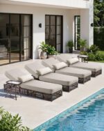 Luxury Outdoor Chaise Lounges with 5 Inch Thickened Cushions - Set of 4 High Bac... - Image 7
