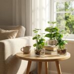 MyGift Set of 3 Fake Plants, Small Artificial Potted Plants Indoor in Clear Glas... - Image 3