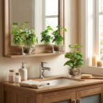 MyGift Set of 3 Fake Plants, Small Artificial Potted Plants Indoor in Clear Glas... - Image 5