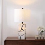 JONATHAN Y 24.25" Black/White Modern Alabaster LED Table Lamp for Home Decor, Wh... - Image 3