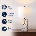 JONATHAN Y 24.25" Black/White Modern Alabaster LED Table Lamp for Home Decor, Wh... - Image 5