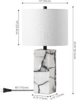 JONATHAN Y 24.25" Black/White Modern Alabaster LED Table Lamp for Home Decor, Wh... - Image 6