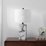 JONATHAN Y 24.25" Black/White Modern Alabaster LED Table Lamp for Home Decor, Wh... - Image 8
