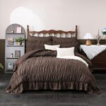 Herside Brown Ruffle Comforter Set Queen Size,Ruched Boho Bedding 9 Pcs Bed-in-a... - Image 3