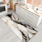 White Marble Runner Rug,2x7ft, Black Gray Gold Texture Design Long Kitchen Mats ... - Image 5