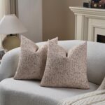 DEZENE Striped Throw Pillow Covers 18x18 Set of 2 Beige Textured Boucle Chic Mor... - Image 6